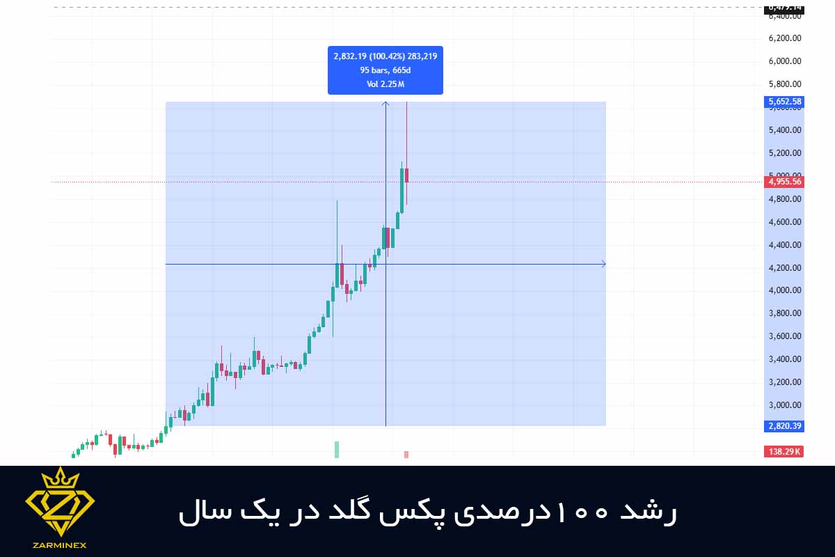 رشد 100 درصدی قیمت جهانی پکس گلد در یک سال گذشته 
